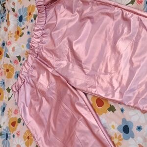 LADIES JAZZY '90s Style Pink Satin Look  Joggers Sz 2XL
